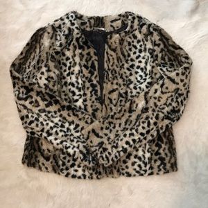 Express leopard faux fur coat